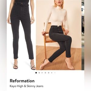 Reformation high-waisted belted skinny jeans